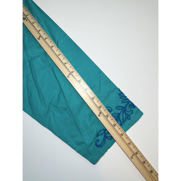 Chances R Blue Embroidered‎ 3/4 Sleeve Cotton Tunic Blouse Resort Wear Women's - Picture 14 of 15